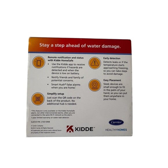Kidde 1-Pack 60WLDR-W Battery Smart Water Leak Detector & Freeze Alarm W/WiFi - Picture 3 of 6